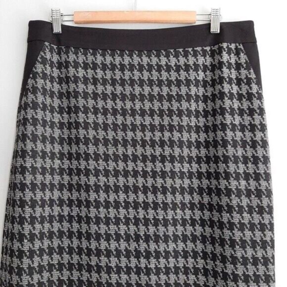 LAURA / Soft Mini Pencil Skirt Classic Houndstooth Pattern Sz 14 - Picture 3 of 8